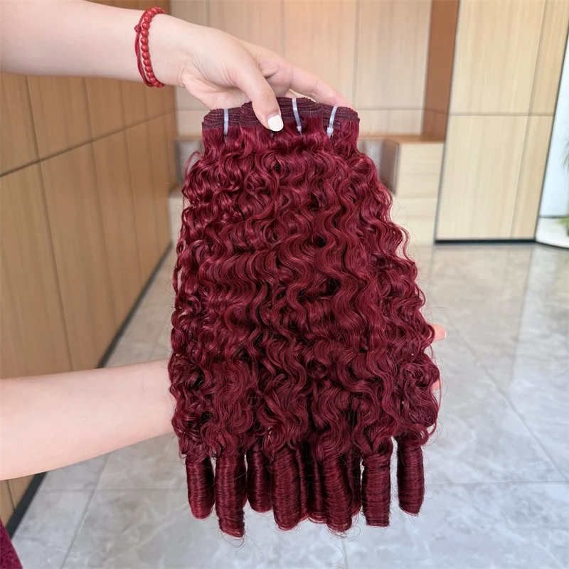Burgundy Burmese curly hair bundles